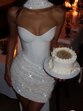 Babyboo Denise Ivory Corset Mini Dress Size M Brand New NWT